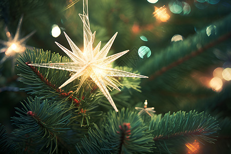 冬日庆典中的炫光圣诞树图片