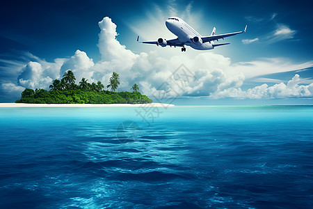 海岛上的飞机背景图片