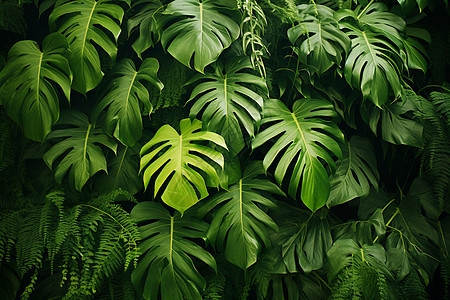 绿色丛林中的树叶图片
