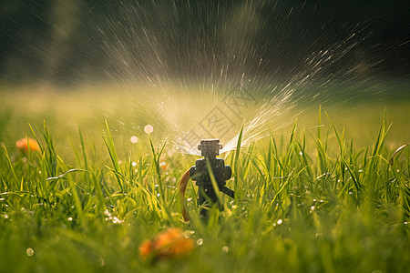 草坪上的灌溉设备图片