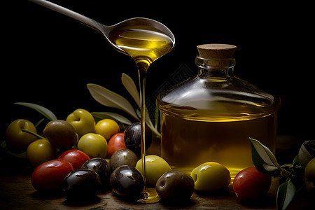 可口的橄榄和橄榄油图片