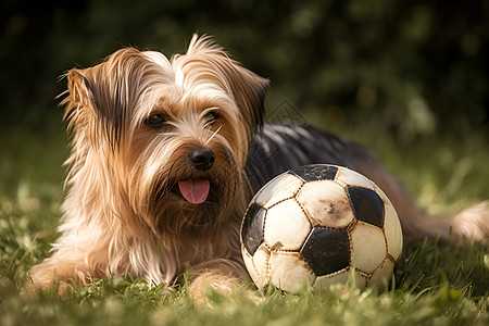 玩足球的狗狗图片