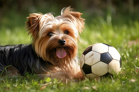 狗狗与足球玩耍图片