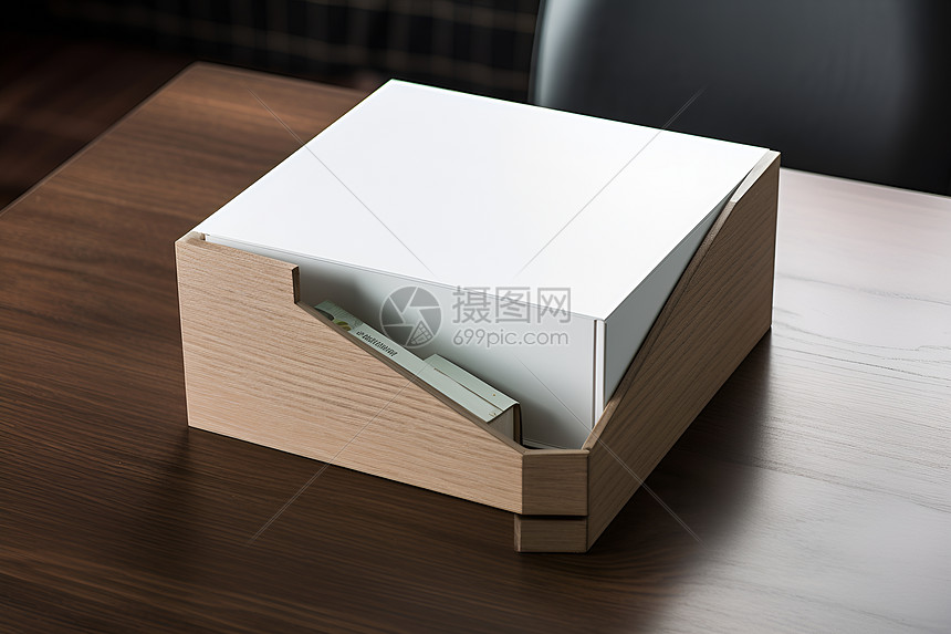 办公桌上的白色盒子图片
