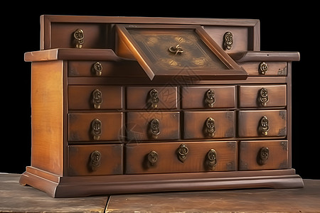木质箱子古董木制柜子背景