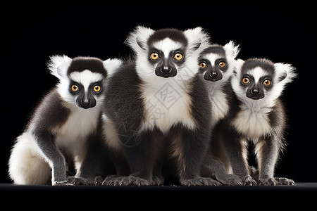黑白狐猴家族背景图片