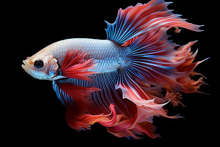 一条红蓝色的鱼图片