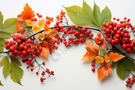 秋叶与浆果图片