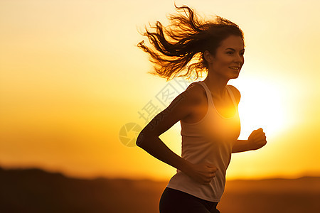 一位女性在奔跑图片