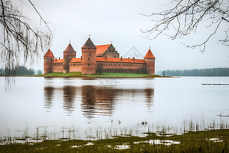 湖中城堡图片