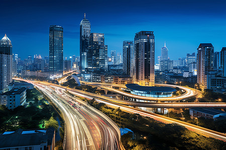 夜景中的高速公路图片