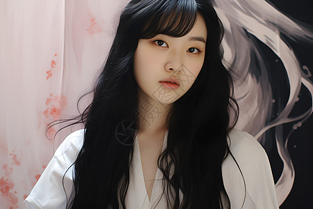 刘海蓬松的女子背景图片