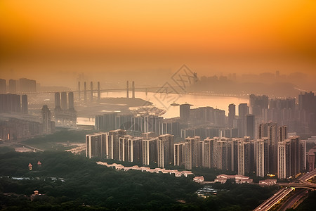 夕阳下的繁华城市图片