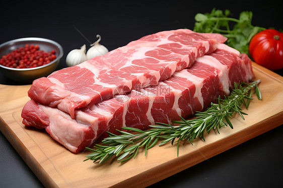 切菜板上的生肉图片