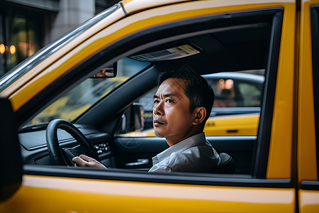 出租车司机驾驶出租车的男子背景