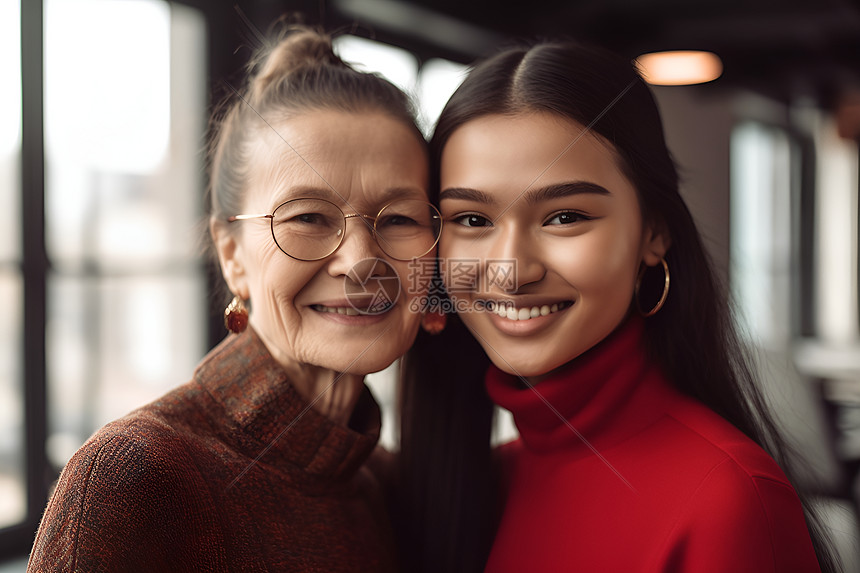 餐厅里微笑的女性图片