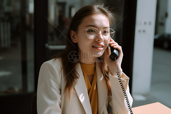 通话中的女子图片