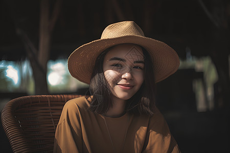 戴着帽子的女人图片