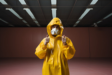 一个男人穿着黄色防雨服图片