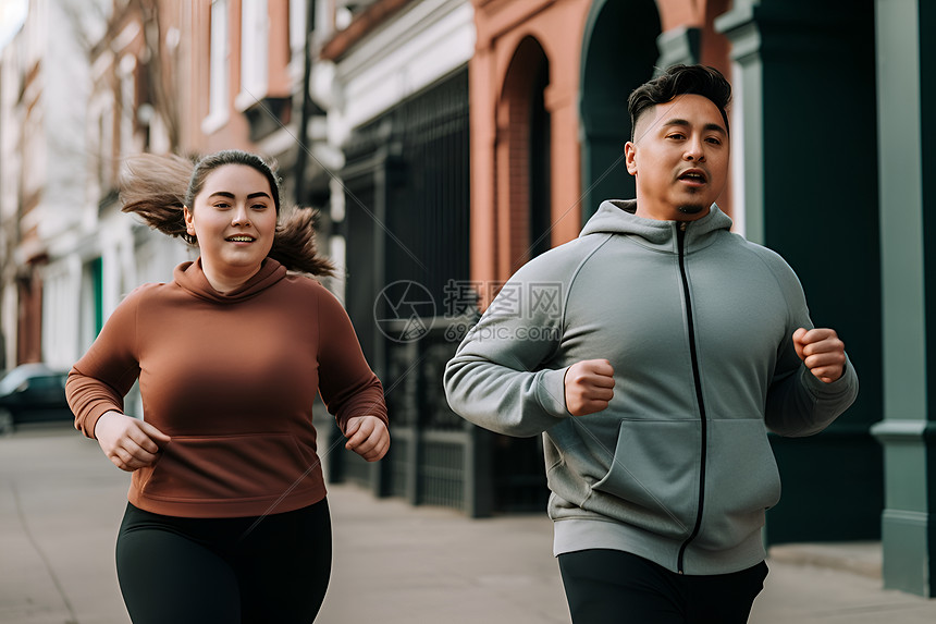 跑步的男人和女人图片