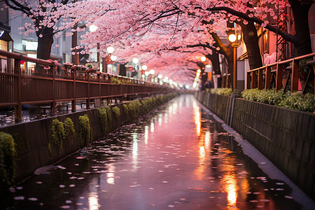 东京樱花美丽的樱花树背景