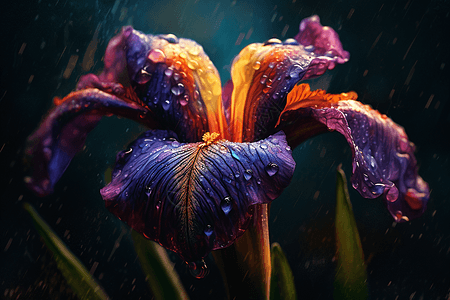 花卉上的自然雨滴图片