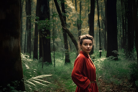 森林里的女子图片