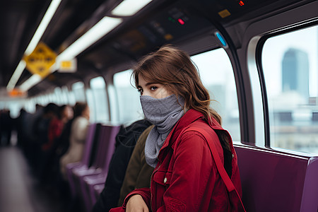 地铁上的女性图片