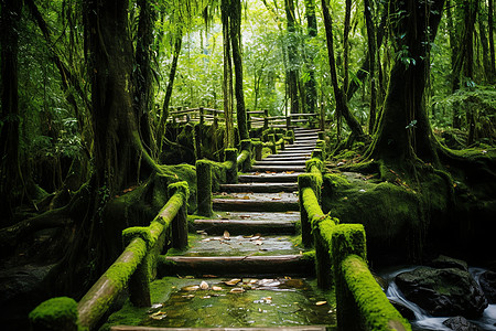 绿色森林小径背景图片