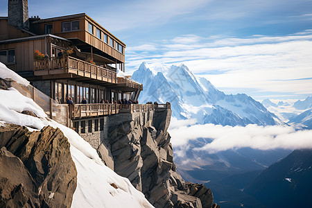 山顶上的建筑房屋背景图片