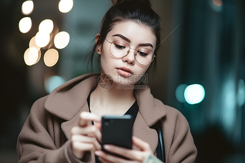 女子实用智能手机图片