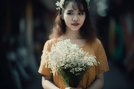 女人手中的花束图片