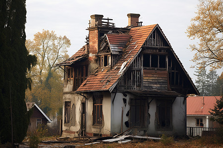 废墟中的家废弃的房子高清图片