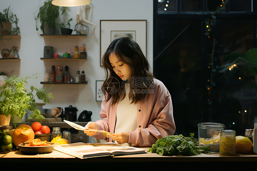 厨房中的女子图片