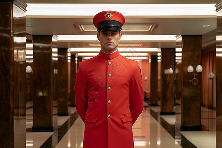 一位穿着红色制服的男子图片