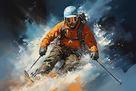 刺激滑雪的滑雪者图片