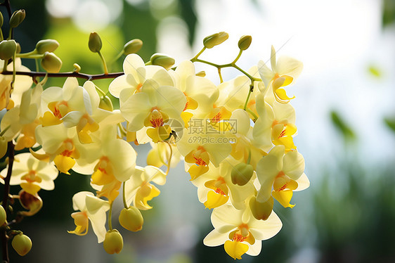细枝上的黄色花朵图片