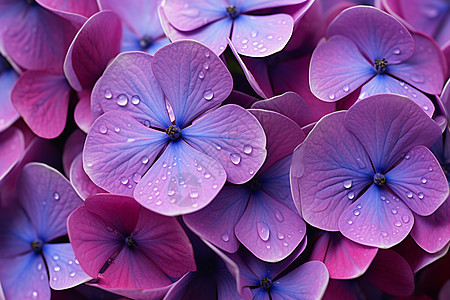 紫色花朵上的水珠图片