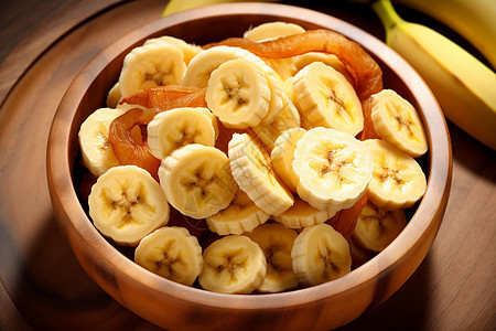 桌面上美味的香蕉干图片