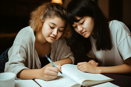 共同学习的女性图片