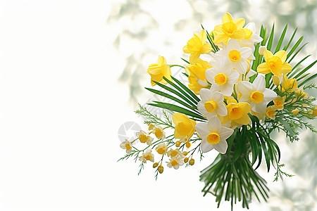 花束中的黄白色花朵图片