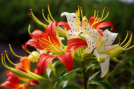 百合花苞热带花园里的百合背景