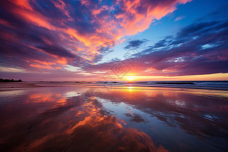 海滩上的夕阳图片