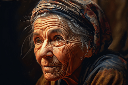 老年妇女脸上的皱纹图片