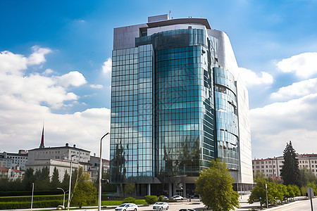 玻璃幕墙的商务大楼建筑背景图片