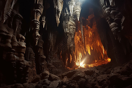 洞穴里的石钟乳背景图片