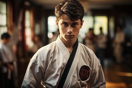 练习跆拳道的学生背景图片
