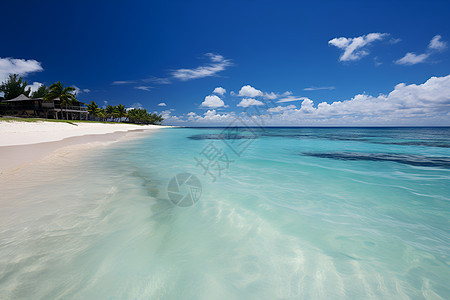 碧蓝天空白沙滩图片