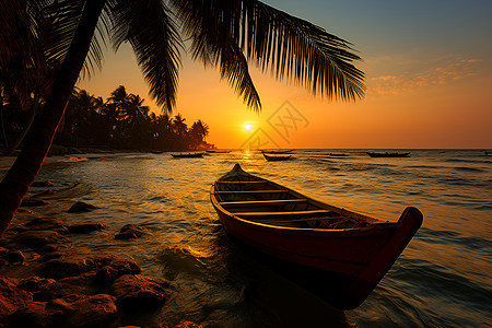 日落时分的海滩背景图片