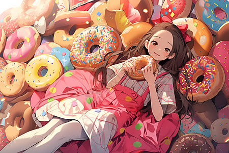 女孩的甜甜圈背景图片